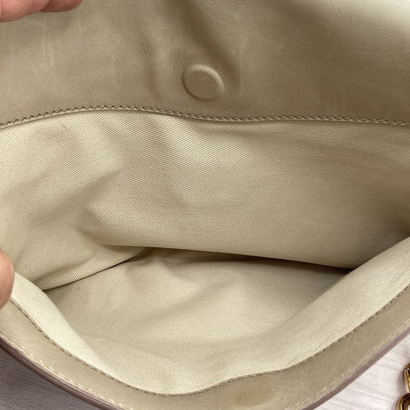 Donna Karan Cream Shoulder Bag with Gold Chain Accent - Picture 3 of 6